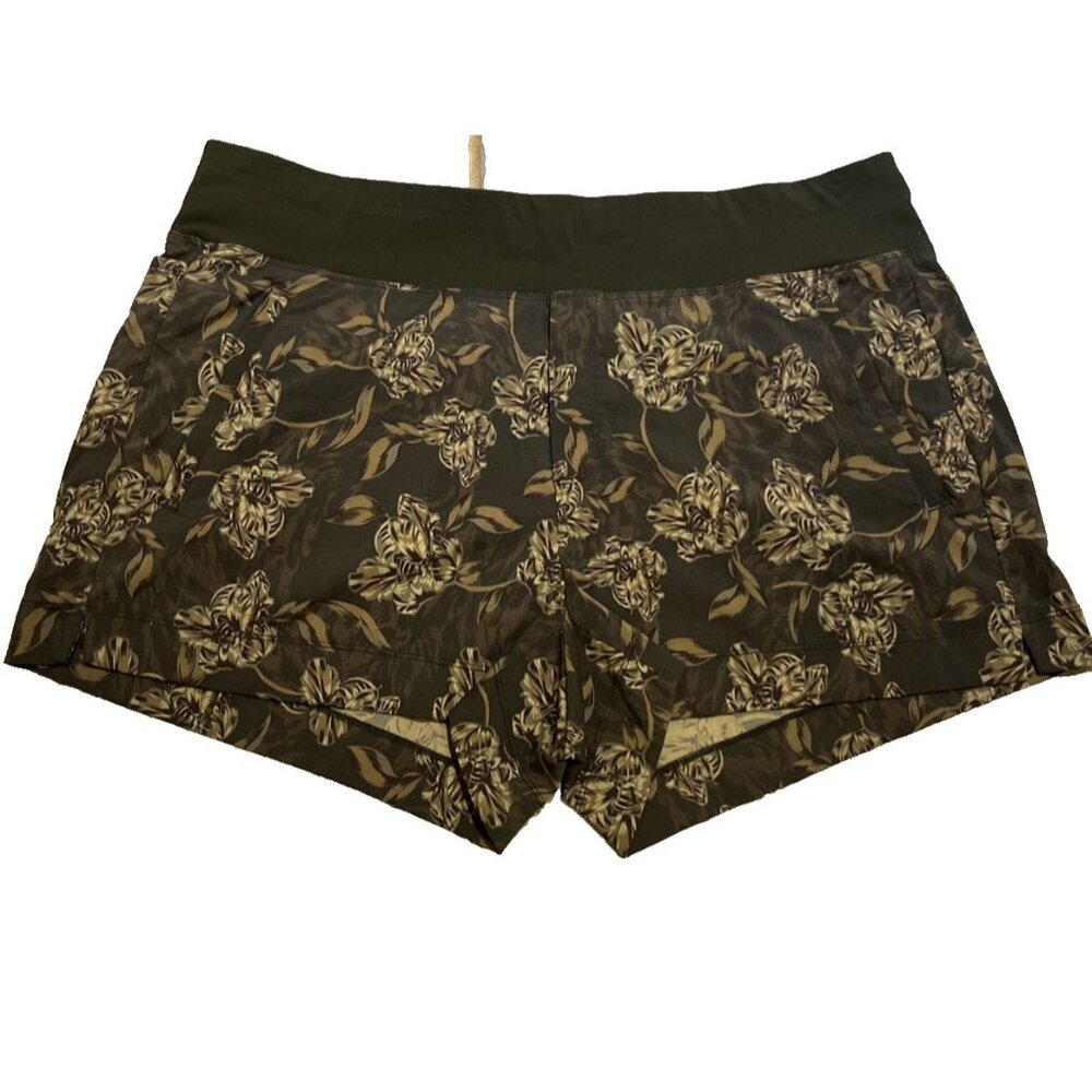 Athleta Trekkie North Printed Jogger Shorts Women's Size 20 Green Floral Active
